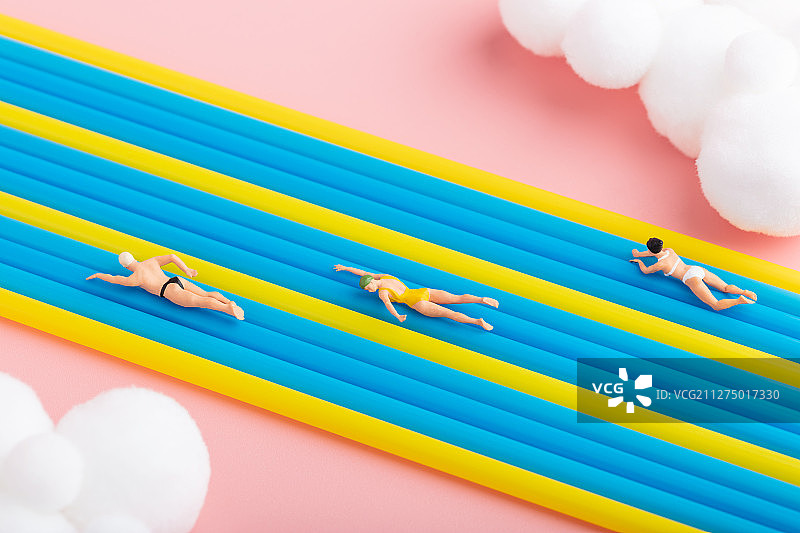 棉花云朵科技粉色吸管游泳数据信息女性图片素材