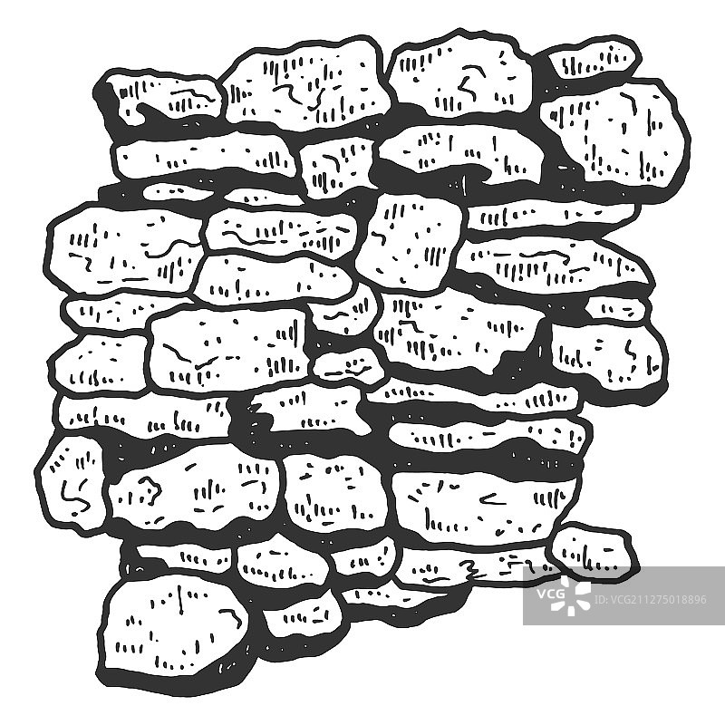 砖石墙素描雕刻图片素材