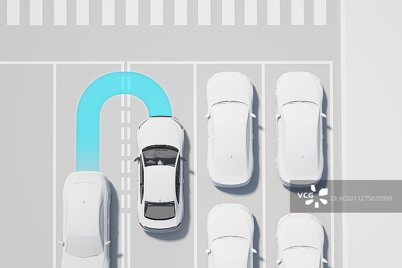 道路上的3D智能汽车安全系统图片素材