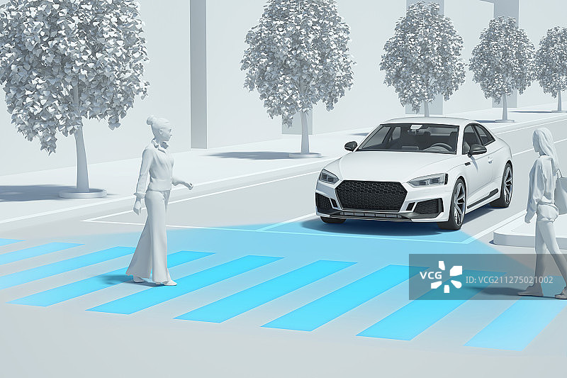 道路上的3D智能汽车安全系统004图片素材