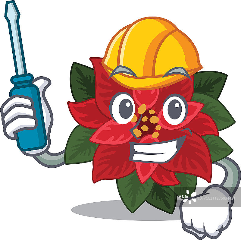 汽车上的圣诞红花吉祥物图片素材