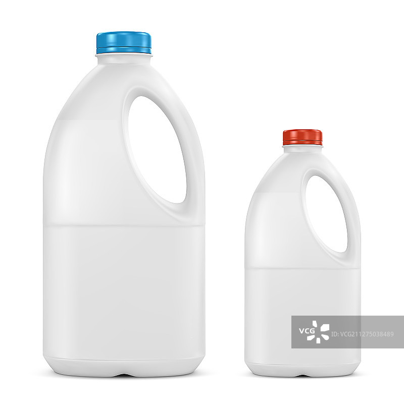 白色背景上的加仑牛奶塑料瓶图片素材