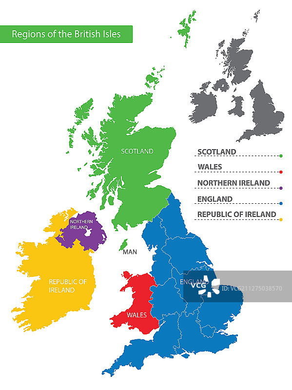 彩色详细地图区域和国家图片素材
