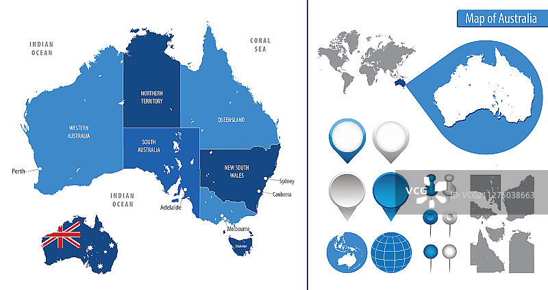 澳大利亚详细地图图片素材