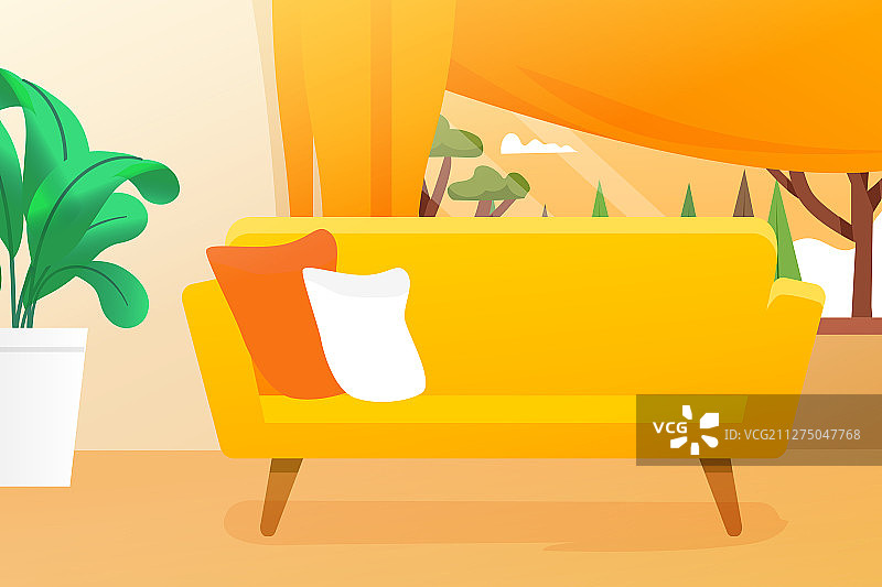 夏季居家活动背景矢量插画图片素材