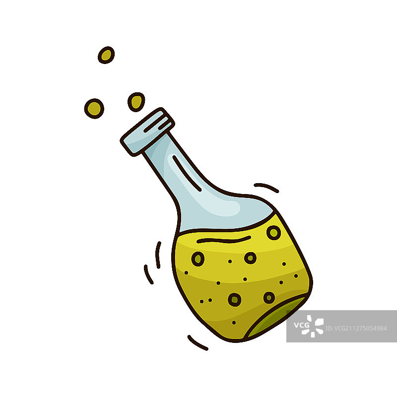 卡通涂鸦：绿色液体瓶子图片素材