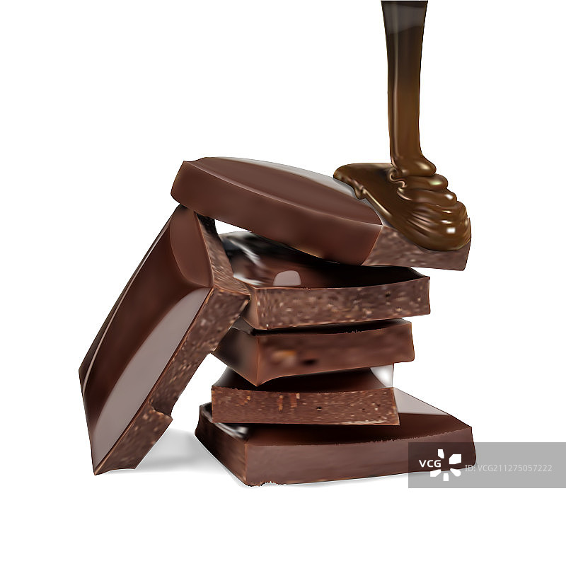 巧克力倾倒在巧克力上图片素材
