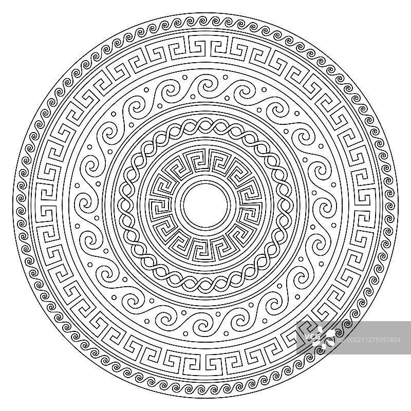 古希腊圆形钥匙曼陀罗笔触图案图片素材