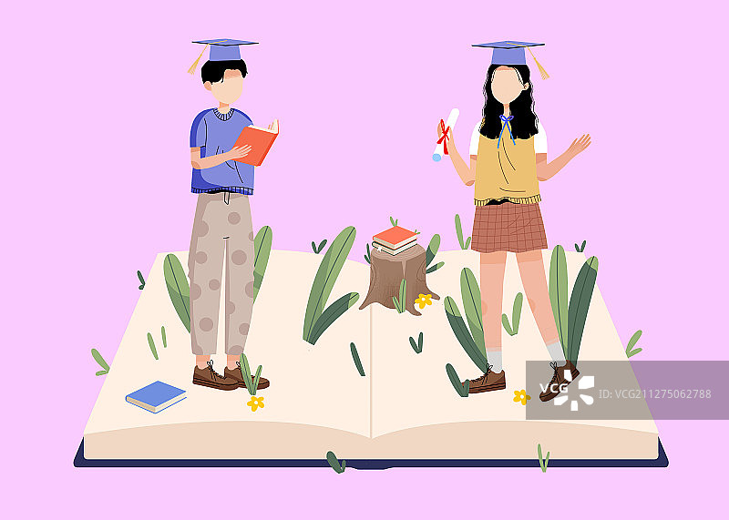学生学习教育读书卡通插画图片素材