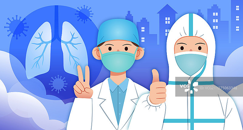 医生竖起大拇指和做胜利手势图片素材