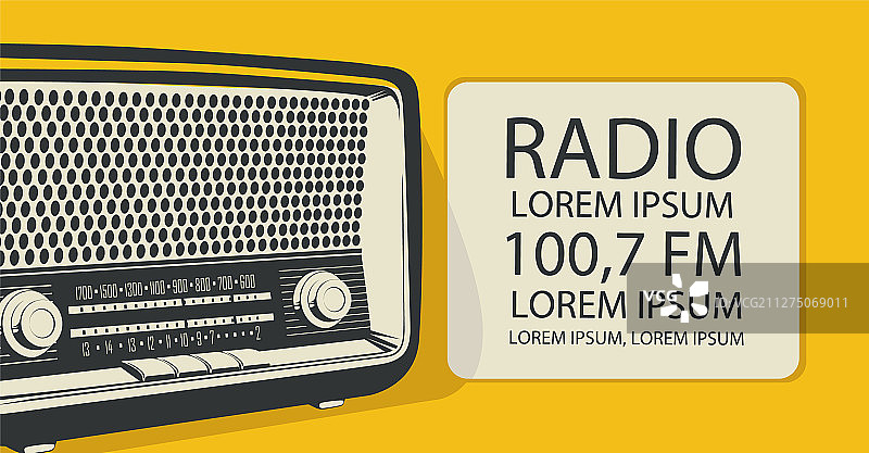 复古音乐电台banner，含老式收音机图片素材