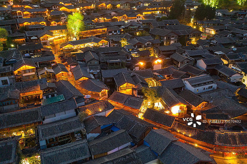 航拍丽江古城图片素材