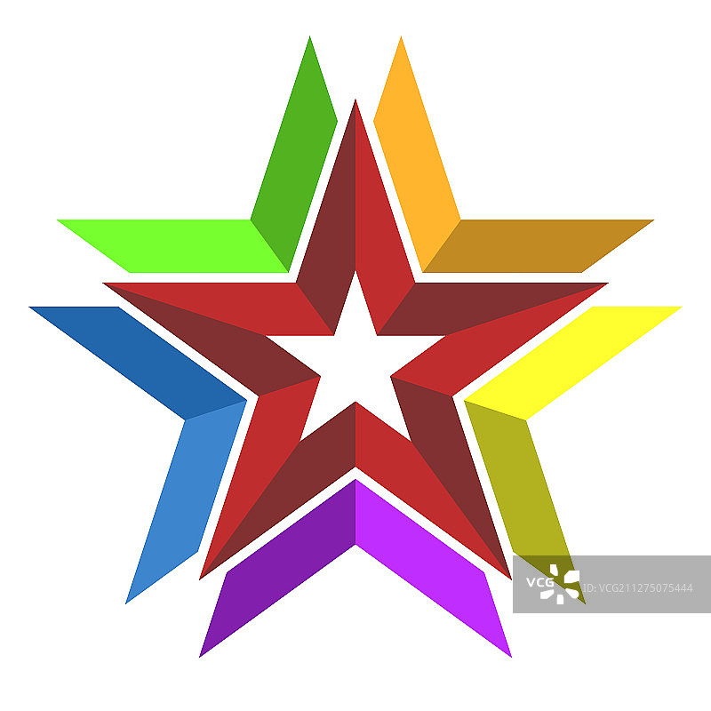 彩色3D星星符号或图标几何风格图片素材
