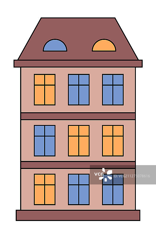 傍晚的房屋建筑外观与窗户图片素材