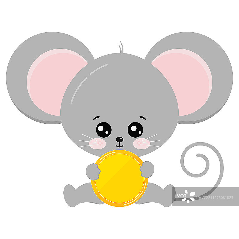 可爱老鼠拿着金币坐着图片素材