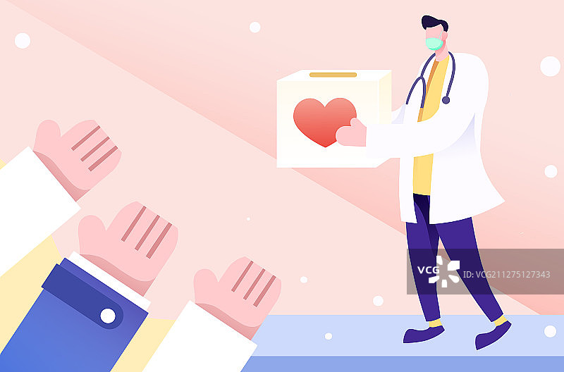 医生拿着爱心箱插画图片素材
