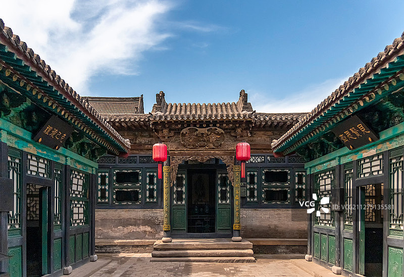 山西省晋中市祁县乔家大院在中堂风景区古建筑民居景观图片素材