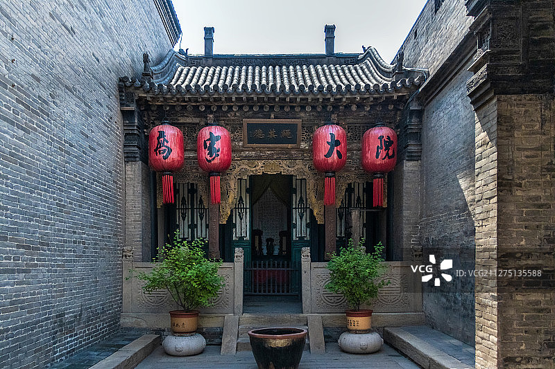 山西省晋中市祁县乔家大院在中堂风景区古建筑民居景观图片素材