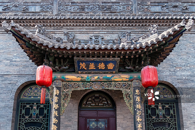 山西省晋中市祁县乔家大院在中堂风景区古建筑民居景观图片素材