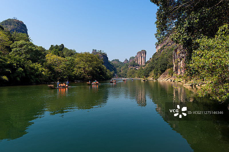 福建武夷山九曲溪和玉女峰图片素材