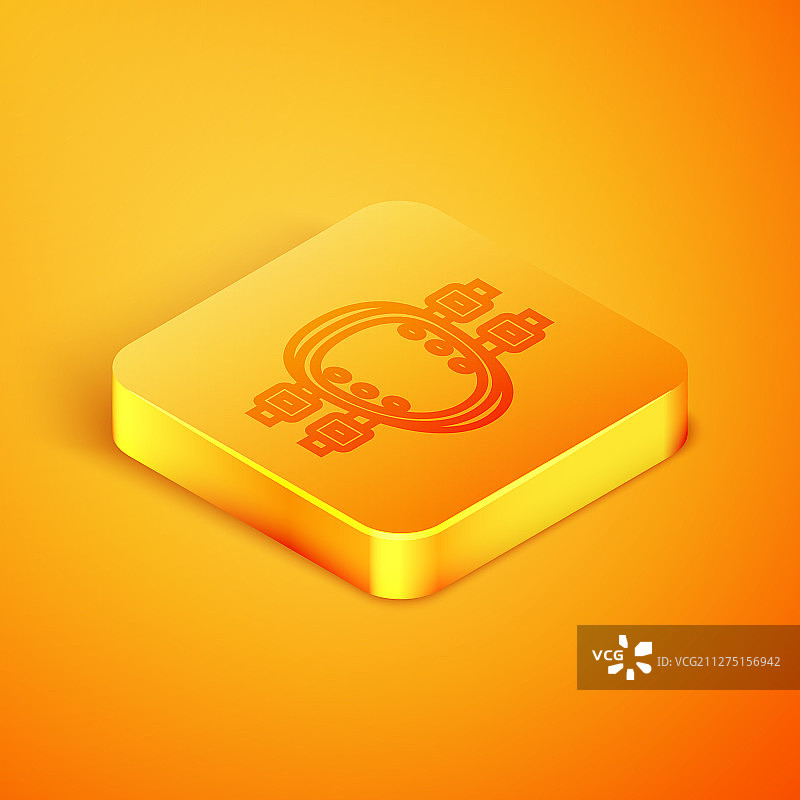 橙色背景上的2.5D线条护膝图标图片素材