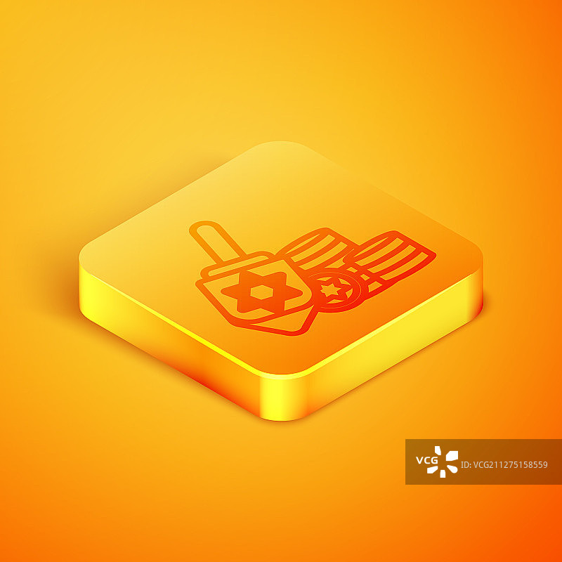 2.5D线条光明节陀螺和硬币图标图片素材