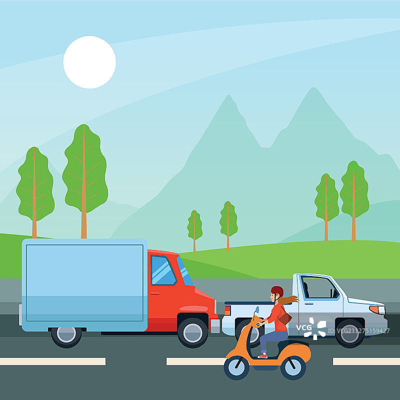 人们驾驶汽车和摩托车设计图片素材