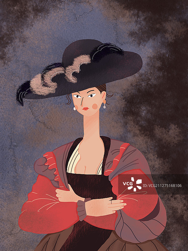 名画转插画 海伦娜弗尔曼肖像图片素材