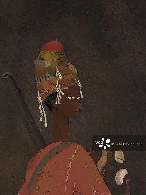 名画转插画 黑人非正规军人图片素材