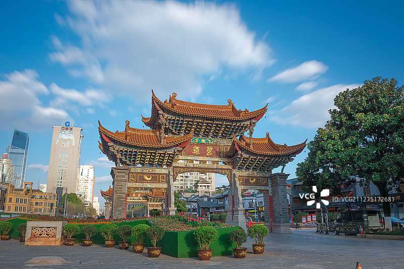 中国云南昆明金碧广场图片素材