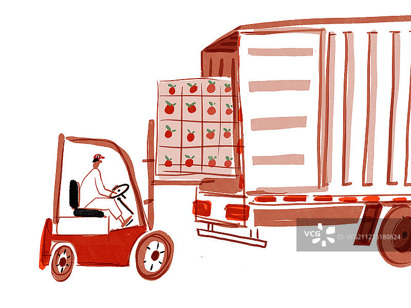 物流叉车装车插图图片素材