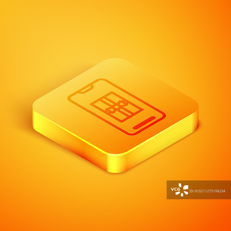 2.5D线条带礼盒的智能手机图片素材