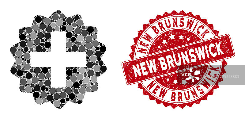 刮花的新不伦瑞克印章拼贴画图片素材