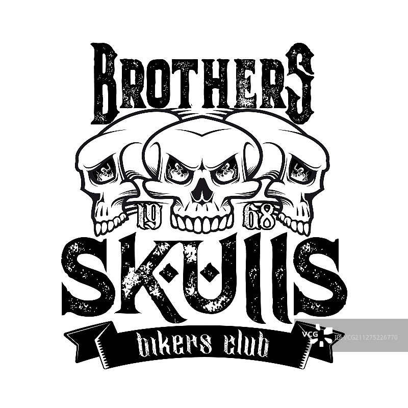 骷髅和丝带的骑车俱乐部徽章图片素材