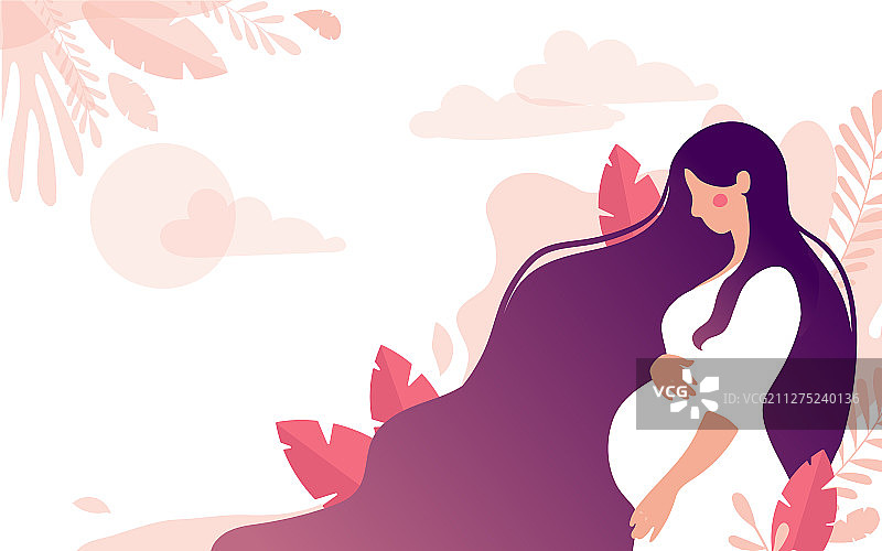 背景中的可爱孕妇角色图片素材