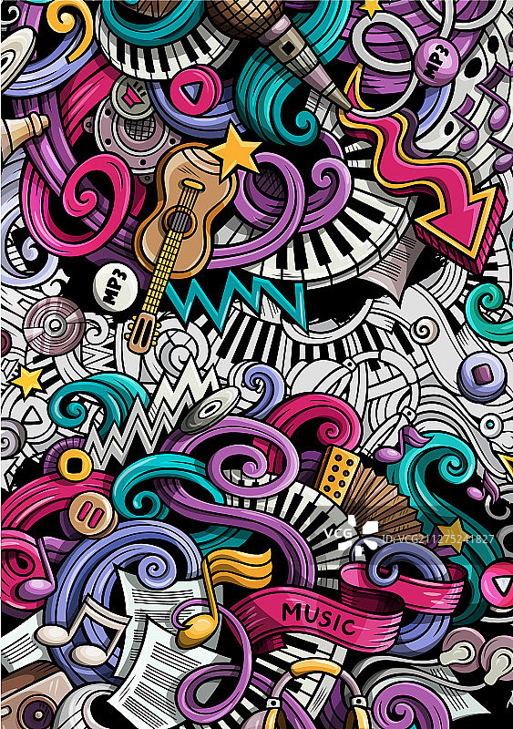手绘音乐涂鸦banner卡通图片素材