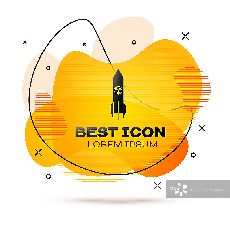 白色背景上的黑色核火箭图标图片素材