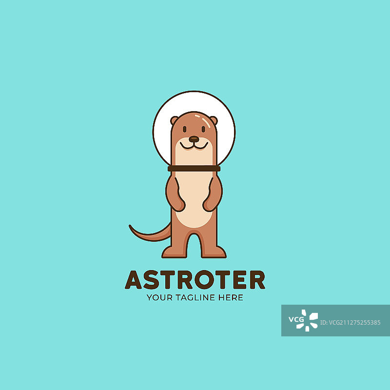宇航员水獭logo可爱角色吉祥物图片素材