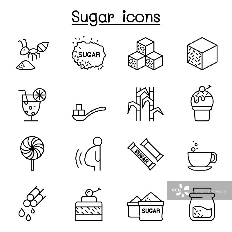 细线风格砂糖图标集图片素材