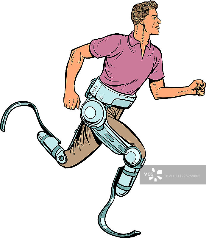 使用假肢跑步的残疾男子图片素材