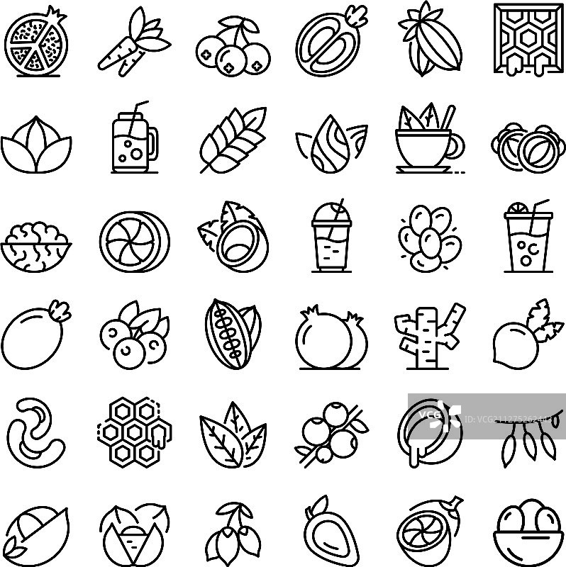 超级食品图标轮廓样式合集图片素材