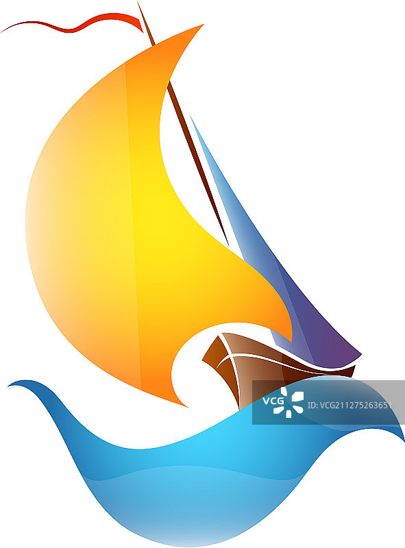 蓝色海浪上扬帆的轮船图片素材