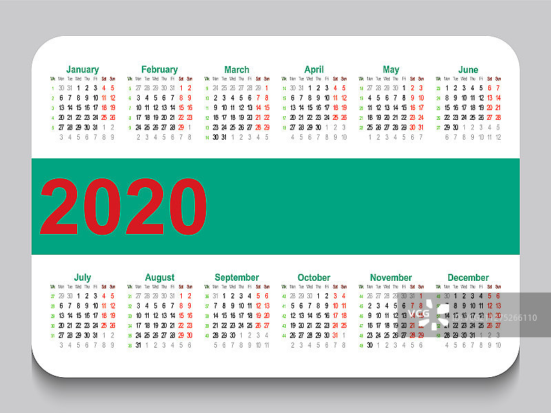 2020袖珍日历模板图片素材