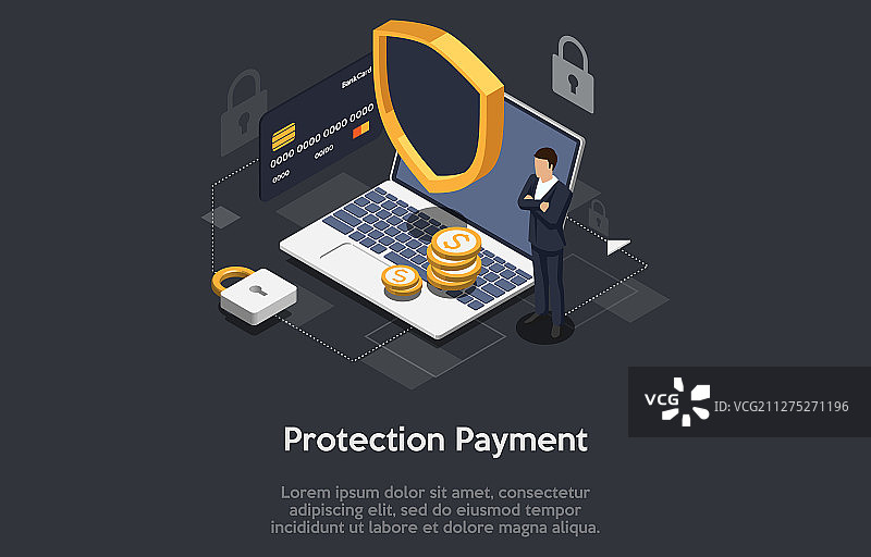 移动支付数据保护概念图片素材