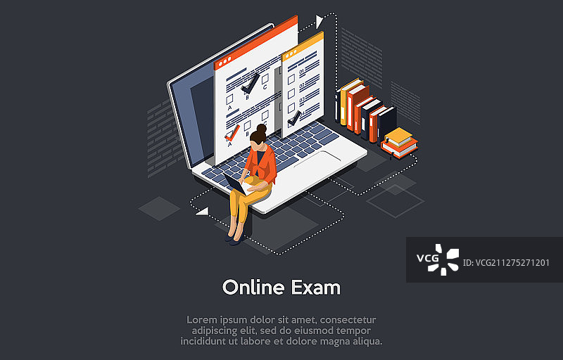 2.5D在线考试教育概念图片素材