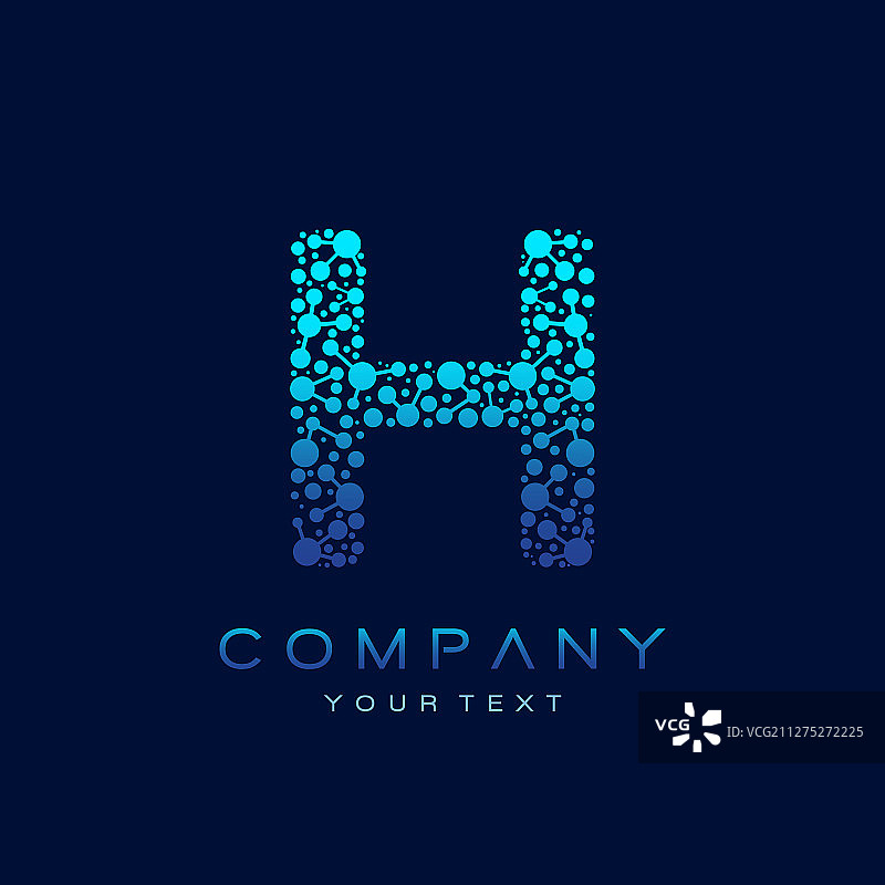 字母H科技互联点状标志图片素材
