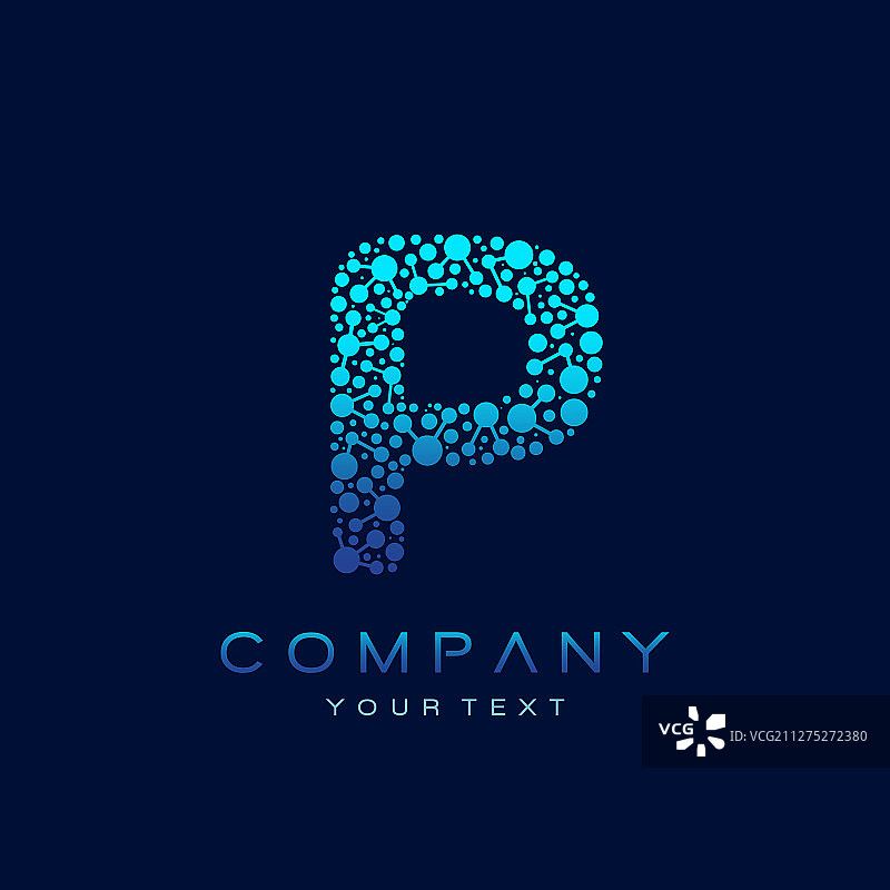P字母科技互联圆点标志图片素材