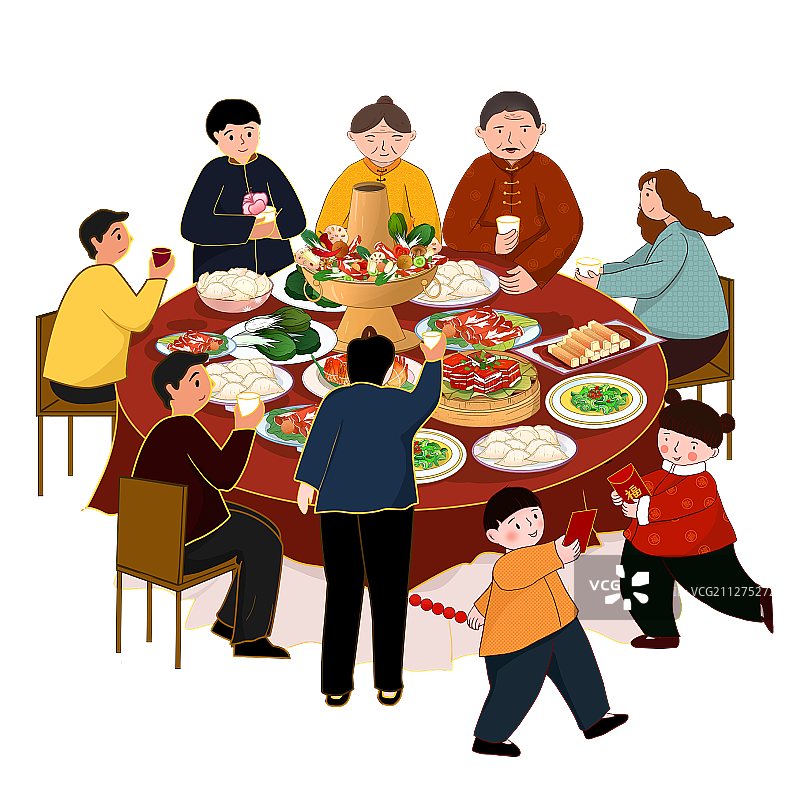 一家人在吃团圆饭图片素材