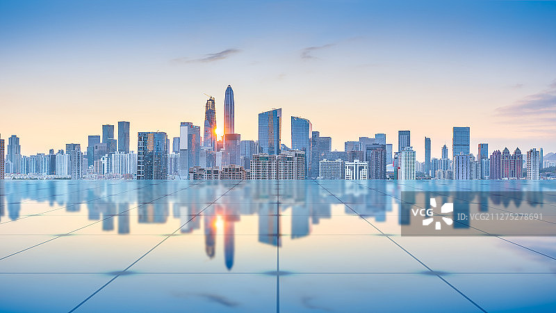 深圳城市风光和5G科技网络概念图片素材