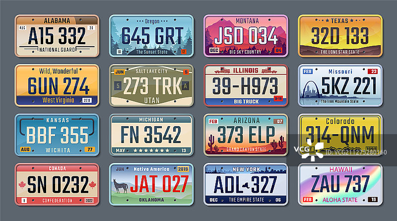 美国车牌号码图片素材